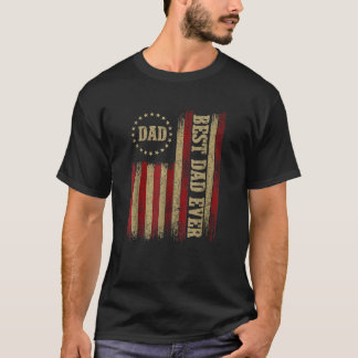 Best Dad For Men Fathers Day American Flag Dad Fro T-Shirt