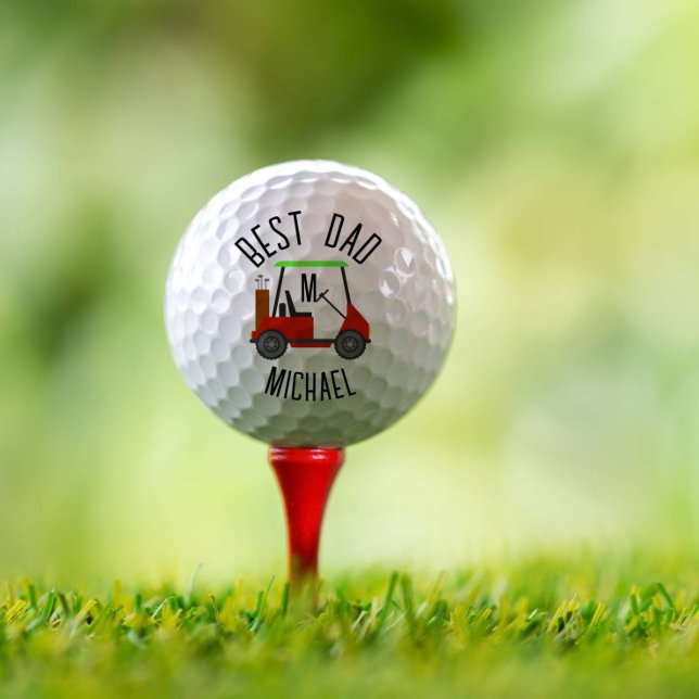 Best Dad Golf Cart Father's Day Custom Monogram Balls (Creator Uploaded)