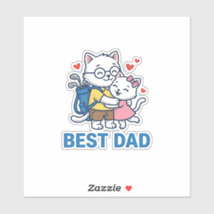 Best Dad Golf Cat Hug Cute Vector Design_1