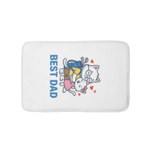Best Dad Golf Cat Hug Cute Vector Design_1 Bath Mat