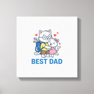 Best Dad Golf Cat Hug Cute Vector Design_1 Canvas Print