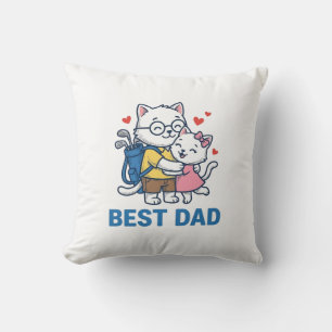 Best Dad Golf Cat Hug Cute Vector Design_1 Cushion