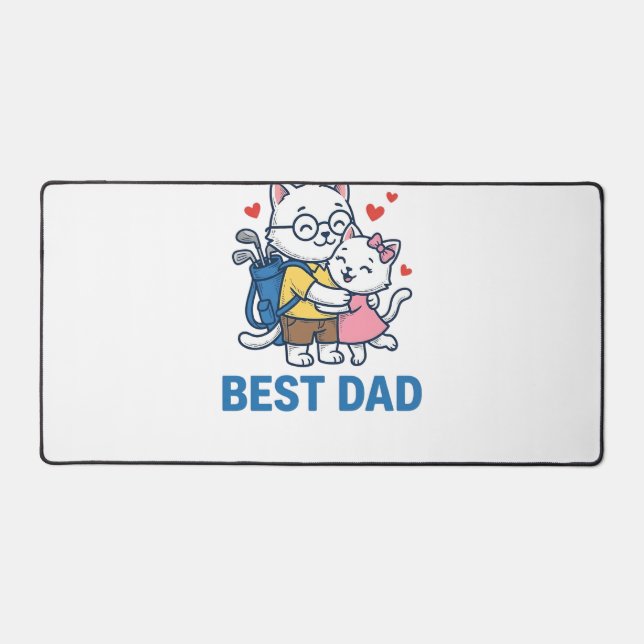 Best Dad Golf Cat Hug Cute Vector Design_1 Desk Mat (Front)