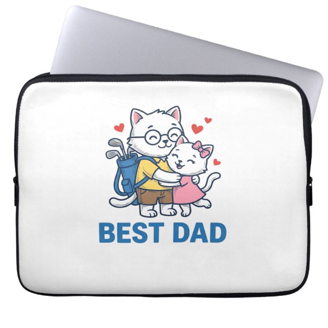 Best Dad Golf Cat Hug Cute Vector Design_1 Laptop Sleeve (Front)