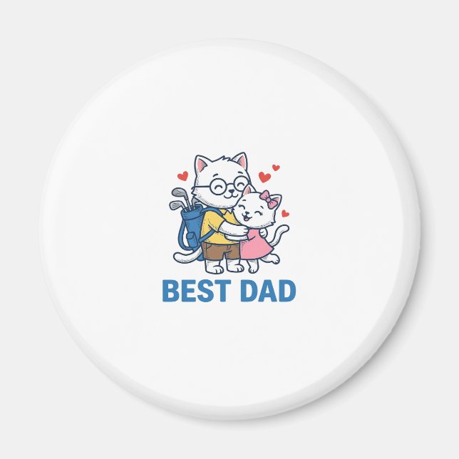 Best Dad Golf Cat Hug Cute Vector Design_1 Magnet (Front)