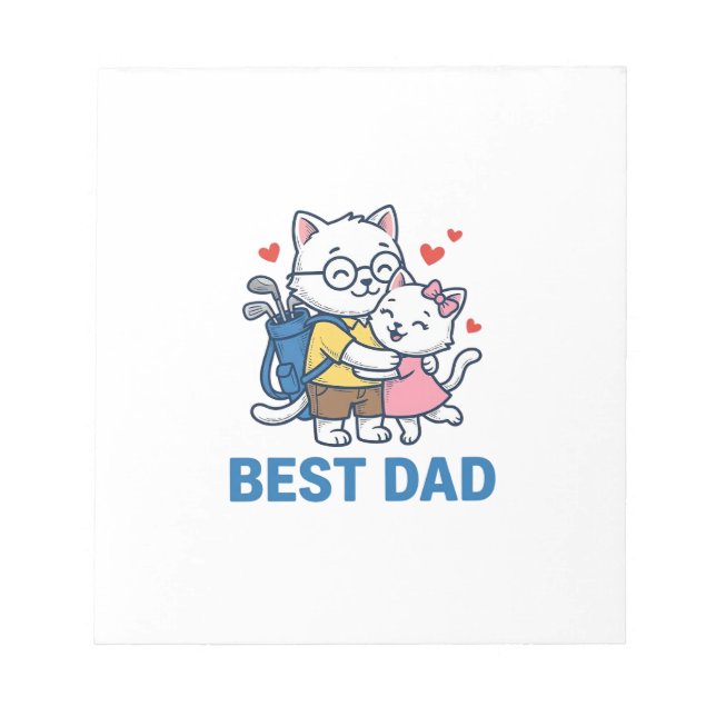 Best Dad Golf Cat Hug Cute Vector Design_1 Notepad (Front)