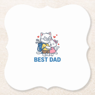 Best Dad Golf Cat Hug Cute Vector Design_1 Paper Coaster
