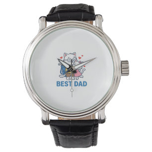 Best Dad Golf Cat Hug Cute Vector Design_1 Watch