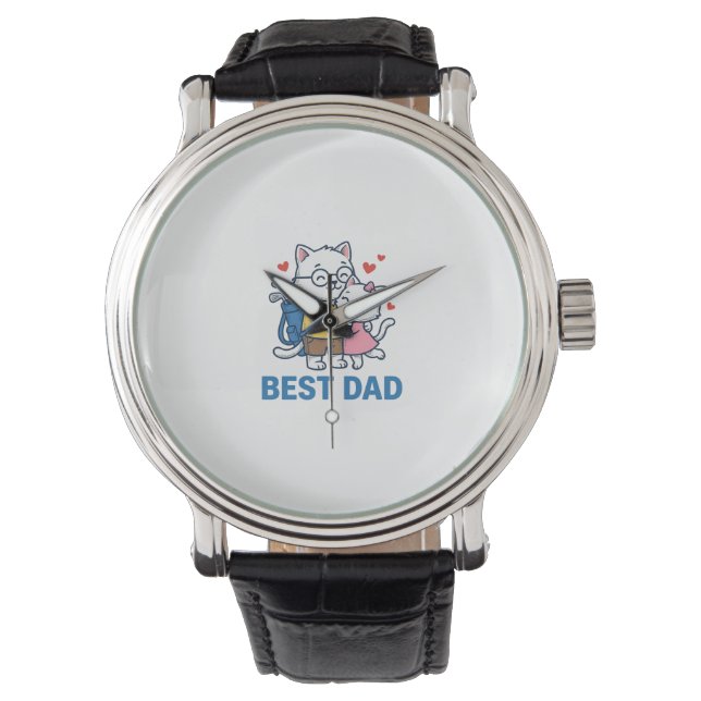 Best Dad Golf Cat Hug Cute Vector Design_1 Watch (Front)