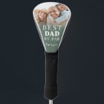 Best Dad Green Photo Father Golf Head Cover<br><div class="desc">This personalized golf head cover features a clean and elegant design with a soft sage green gradient background and crisp white fonts for a fresh, modern look. The phrase “Best Dad By Par” is displayed at the top in a classic serif font, giving it a timeless and heartfelt touch. At...</div>