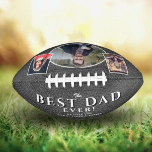 Best Dad Grey Leather Father`s Day 3 Photo Collage American Football