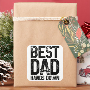 Best Dad Hands Down Dad Joke Moustache Lover Square Sticker