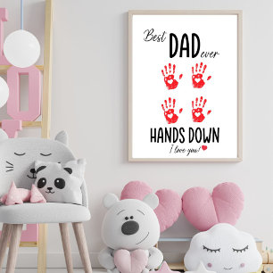 Best Dad Hands Down Handprint Art Print
