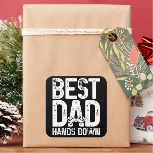 Best Dad Hands Down Kids Craft Hand Print Fathers Square Sticker