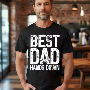 Best Dad Hands Down Kids Craft Hand Print Fathers  T-Shirt