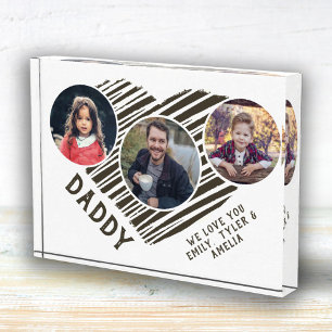 Best Dad Heart Father`s Day 3 Photo Collage  Block