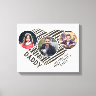 Best Dad Heart Father`s Day 3 Photo Collage Canvas Print