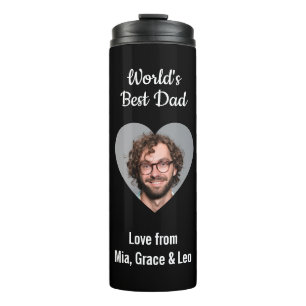 Best Dad Heart Photo Father's Day Face Photo Thermal Tumbler