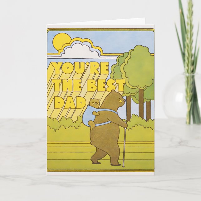 Best Dad Hiking Bears Letterpress Card (Front)
