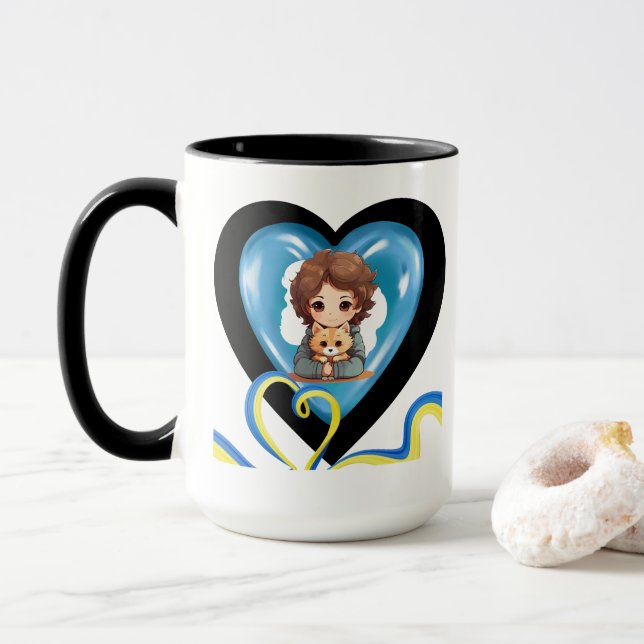 Best Dad in Canada Canadian Father's Hug Heart Mug (With Donut)