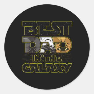 Best Dad In The Galaxy Fathers Day Space Boys Mens Classic Round Sticker