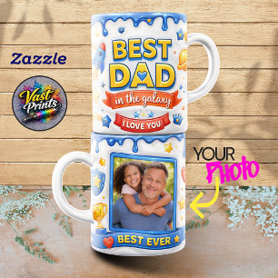 Best Dad in the Galaxy Rocket Ship Photo Collage Mug