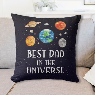 Best Dad in The Universe Funny Quote Fathers Day Cushion