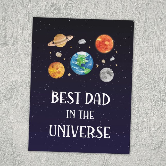 Best Dad in The Universe Funny Quote Fathers Day Postcard (Creator Uploaded)
