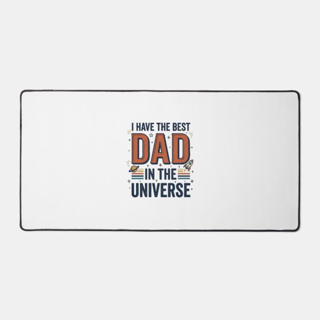Best Dad in the Universe Space Vector Design_1 Desk Mat (Front)