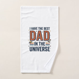 Best Dad in the Universe Space Vector Design_1 Hand Towel