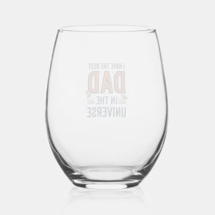 Best Dad in the Universe Space Vector Design_1 Stemless Wine Glass