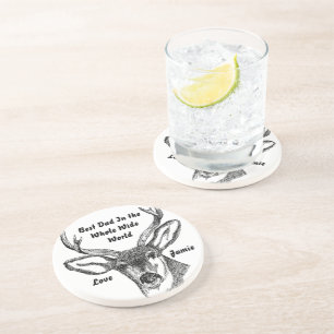 Best Dad In the Whole World Vintage Buck Coasters