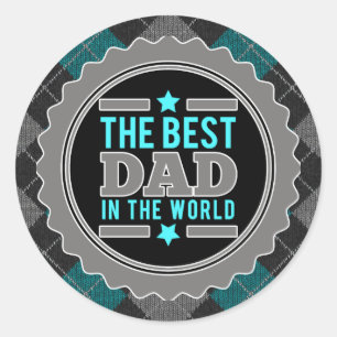 Best Dad in the World Argyle Patterned Classic Round Sticker