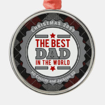 Best Dad in the World Argyle Patterned Metal Ornam