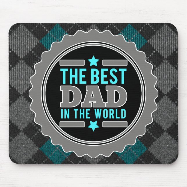 Best Dad in the World Argyle Patterned Mouse Mat (Front)