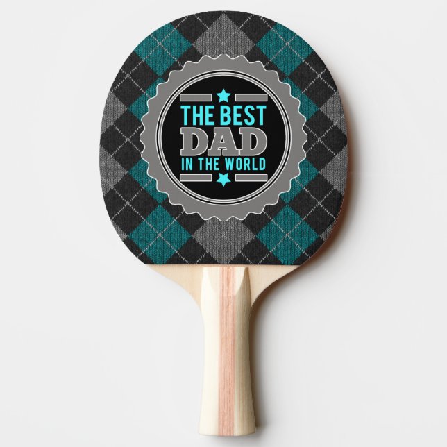 Best Dad in the World Argyle Patterned Ping Pong Paddle (Back)