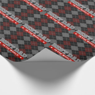 Best Dad in the World Argyle Patterned Wrapping Pa Wrapping Paper