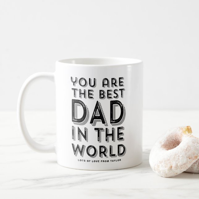 Best Dad In The World Black Rustic Father's Day Coffee Mug (With Donut)