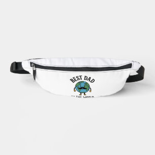 Best Dad in the World Earth Moustache Shirt Design Bum Bags