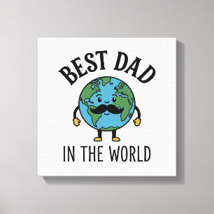 Best Dad in the World Earth Moustache Shirt Design Canvas Print