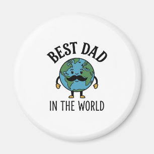 Best Dad in the World Earth Moustache Shirt Design Magnet