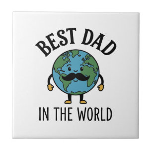 Best Dad in the World Earth Moustache Shirt Design Tile