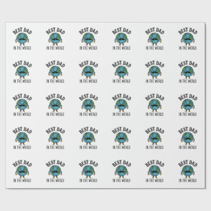 Best Dad in the World Earth Moustache Shirt Design Wrapping Paper