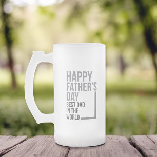 Best Dad in the World Father's Day Frosted Glass Beer Mug