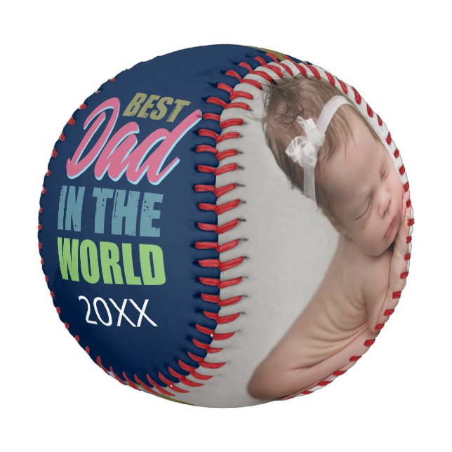 Best Dad in the World Father's Day Gift Baseball (Angled)