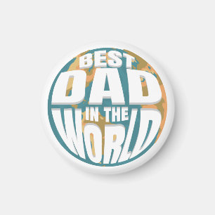 Best Dad in the World Father's Day Retro Earth Magnet
