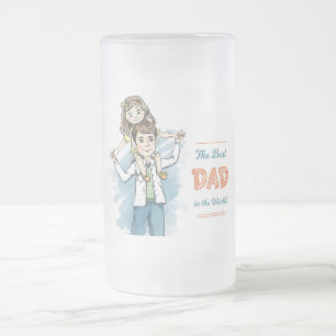 Best Dad in the World Frosted Glass Beer Mug