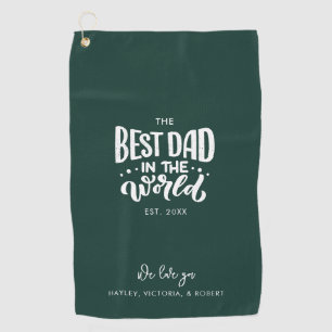 Best Dad in the World Modern Custom Golf Towel