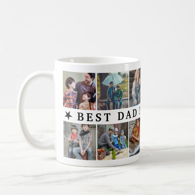 Best Dad In The World Stars Photo Collage Coffee Mug (Left)