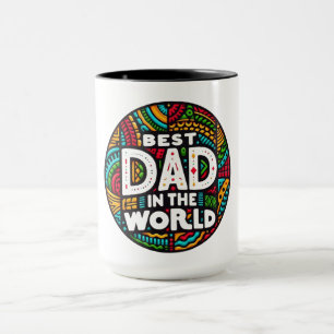 Best Dad In The World - Vibrant Rainbow Mosaic Mug